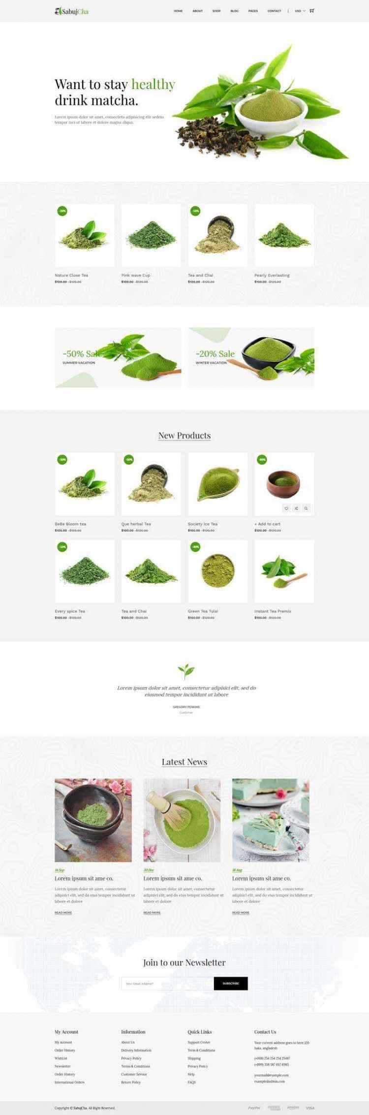 绿色bootstrap响应式茶叶抹茶在线电子商城 - 项目资源网