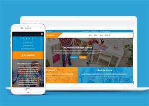 蓝色宽屏保洁类公司网站模板 - 项目资源网