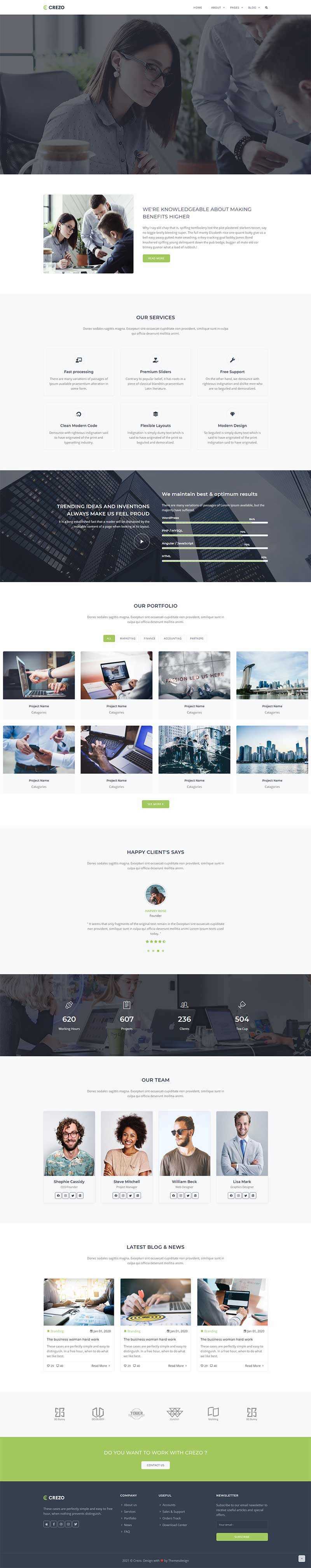 Bootstrap多用途的商业公司展示HTML5模板 - 项目资源网