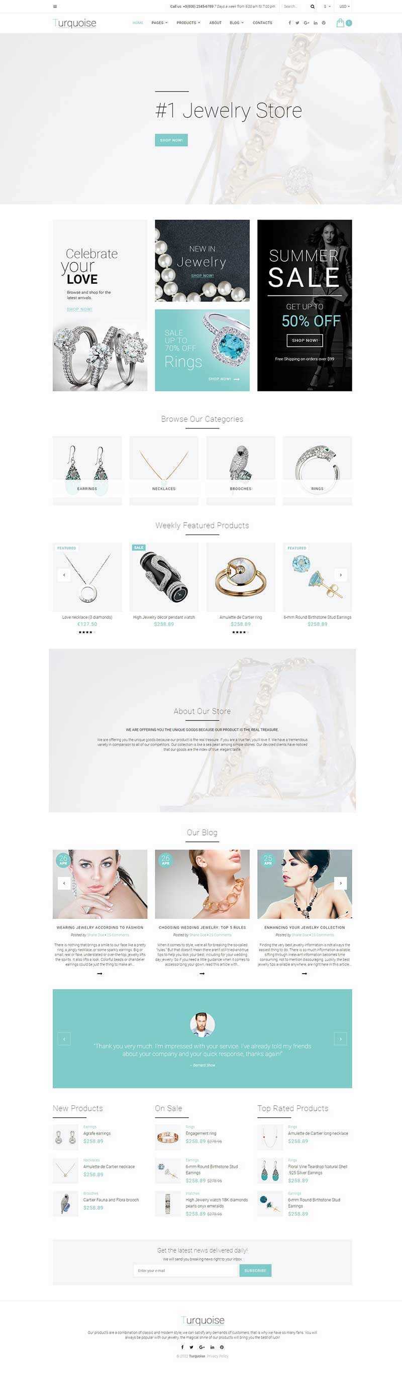 白色珠宝商城整站网页html模板 - 项目资源网