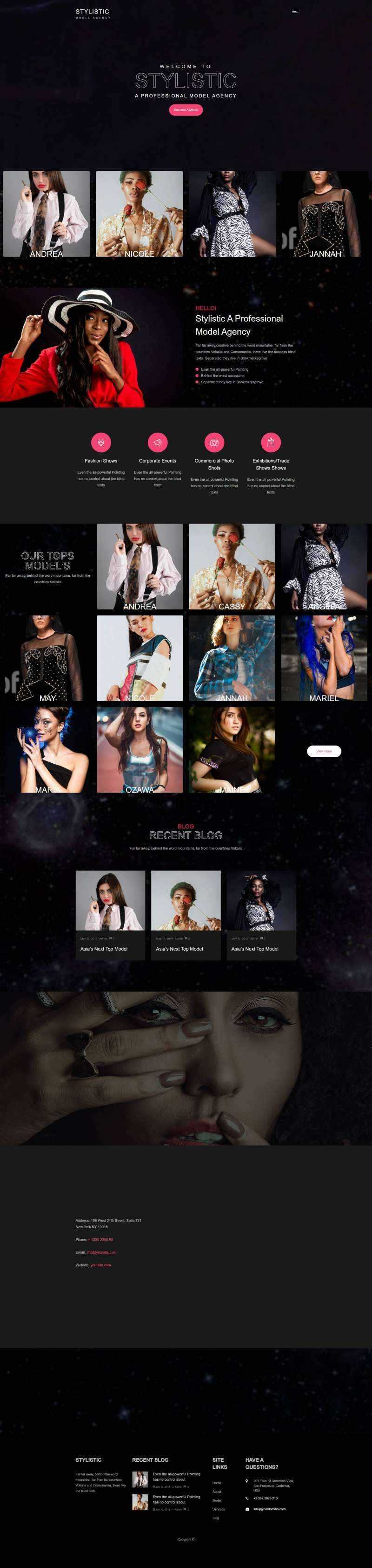 全屏背景Bootstrap4模特经纪公司网站模html板 - 项目资源网