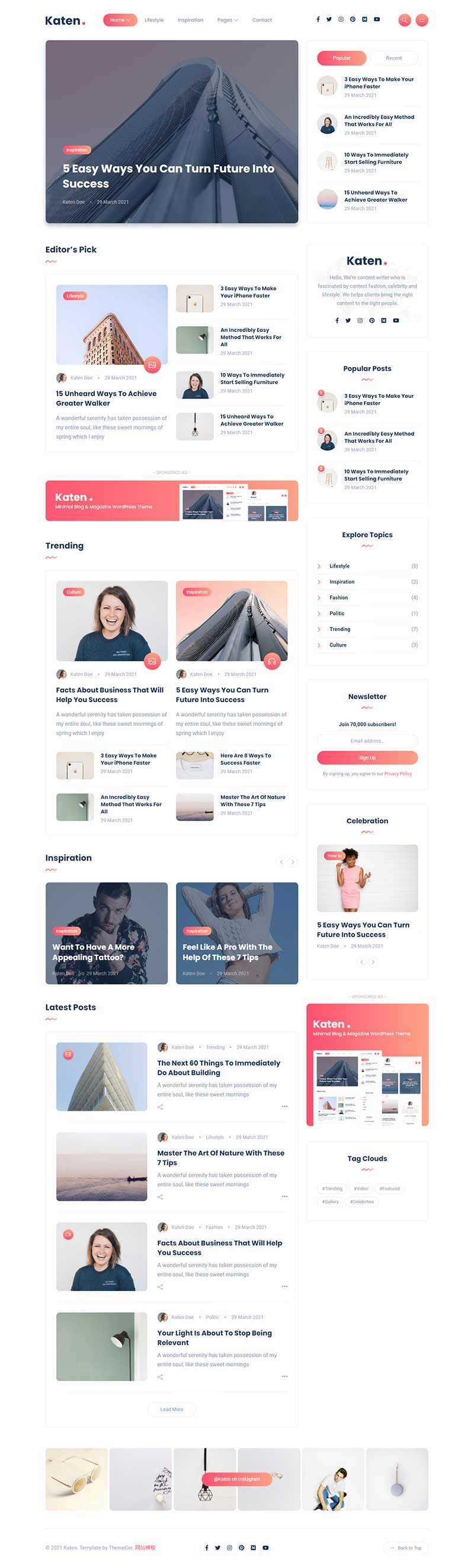 bootstrap响应式博客和杂志HTML模板 - 项目资源网